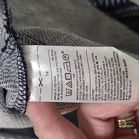 NWT Banana Republic navy blue patterned with flounce hem skirt size 14 - Picture 6 of 7